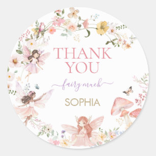 Floral Fairy eerste verjaardagsfeestje Ronde Sticker