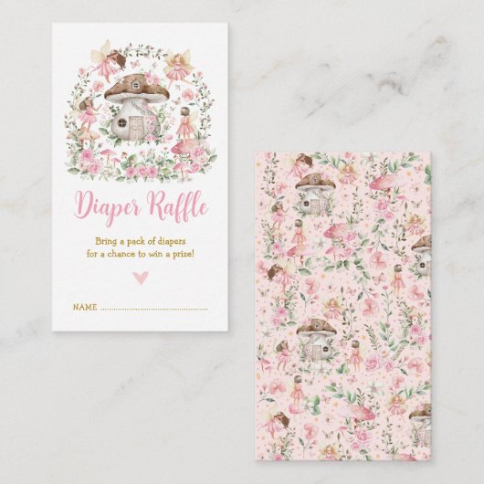  Floral Fairy Enchanted Forest Diaper Raffle Informatiekaartje (Voorkant / Achterkant)