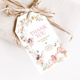 Floral Fairy First Birthday Party Favoriet Tags Cadeaulabel