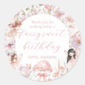 Floral Fairy First Birthday Party Sticker (Voorkant)