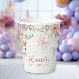 Floral Fairy First Birthday Personalised Paper Cup Papieren Bekers