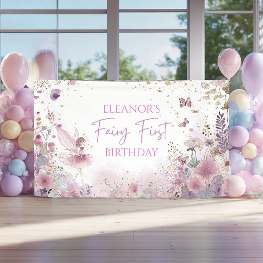 Floral Fairy First Birthday Personalised Party Spandoek