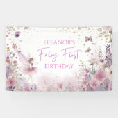 Floral Fairy First Birthday Personalised Party Spandoek (Horizontaal)