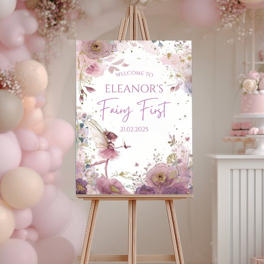 Floral Fairy First Birthday Personalised Welcome Poster