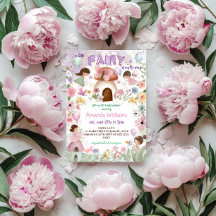 Floral Fairy Forest Baby Girl Shower Kaart