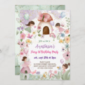 Floral Fairy Girl 1e verjaardag Kaart (Voorkant / Achterkant)