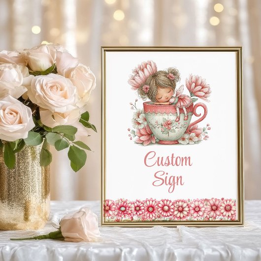 Floral Fairy Girl Blush Pastel Birthday Custom Sig Poster
