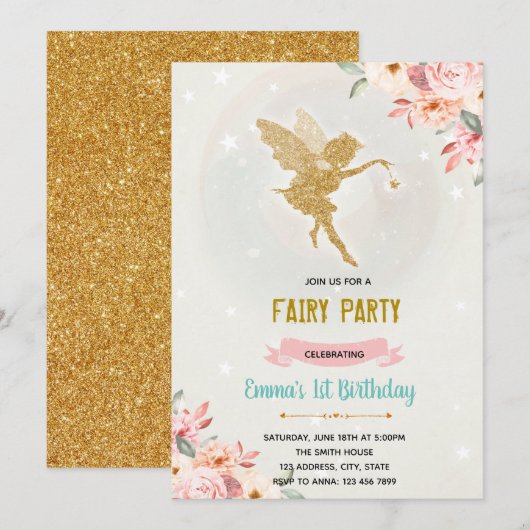 Floral fairy kaart (Voorkant / Achterkant)