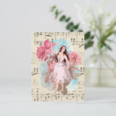 Floral  Fairy Music Ballerina Dancer Briefkaart (Staand voorkant)