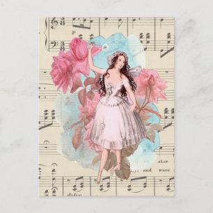 Floral Fairy Music Ballerina Dancer Briefkaart