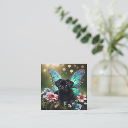 Floral Fairy Pug Behuizing Kaart (Staand voorkant)