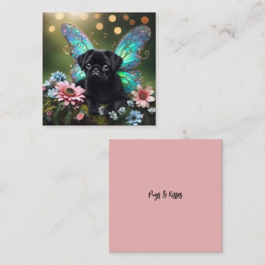 Floral Fairy Pug Behuizing Kaart (Voorkant / Achterkant)