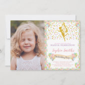 Floral Fairy verjaardagsuitnodiging met foto Kaart (Voorkant)