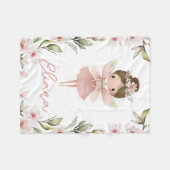 Floral Fairy Watercolor Personalised Girls Blanket Fleece Deken (Voorkant (Horizontaal))