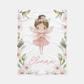 Floral Fairy Watercolor Personalised Girls Blanket Fleece Deken (Voorkant)