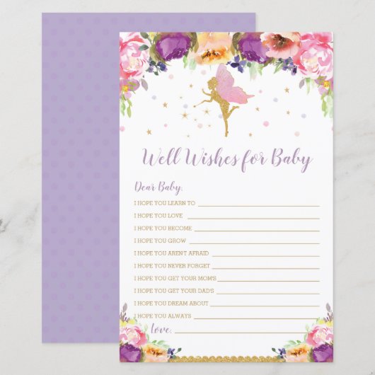 Floral Fairy Well wil Baby shower spelen (Voorkant / Achterkant)