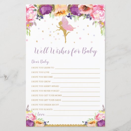 Floral Fairy Well wil Baby shower spelen (Voorkant)