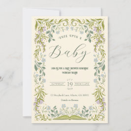 Floral Fairytale Boek Baby shower Uitnodiging