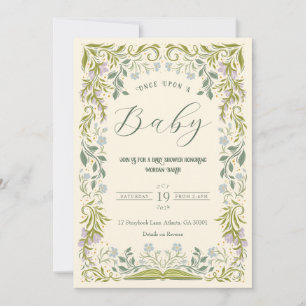 Floral Fairytale Boek Baby shower Uitnodiging