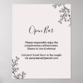 Floral Fairytale bruiloft Open Bar Poster (Voorkant)