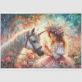 Floral Fairytale Girl and Unicorn Decoupage  Tissuepapier (Voorkant)