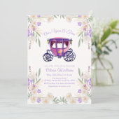 Floral Fairytale Princess Carriage Baby shower Kaart (Staand voorkant)