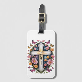 Floral Faith Cross Bagagelabel