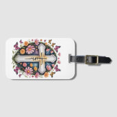 Floral Faith Cross Bagagelabel (Voorkant (horizontaal))