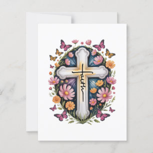Floral Faith Cross Briefkaart