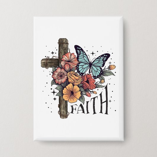 Floral Faith Cross Button (Voorkant)