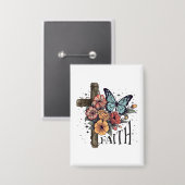 Floral Faith Cross Button (Voorkant / Achterkant)