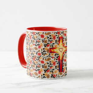  Floral Faith Cross en Heart Mok Cup