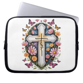 Floral Faith Cross Laptop Sleeve