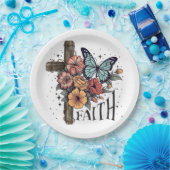 Floral Faith Cross Papieren Bordje (Feest)