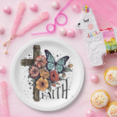 Floral Faith Cross Papieren Bordje (Feest)