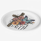 Floral Faith Cross Papieren Bordje (Gekanteld)
