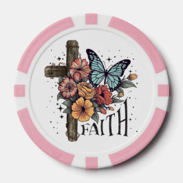 Floral Faith Cross Poker Chips
