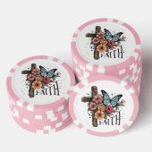 Floral Faith Cross Poker Chips (Opstapeling)