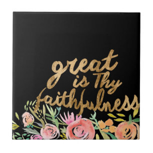 Floral Faith - Greath is Thy Faithenheid Tegeltje