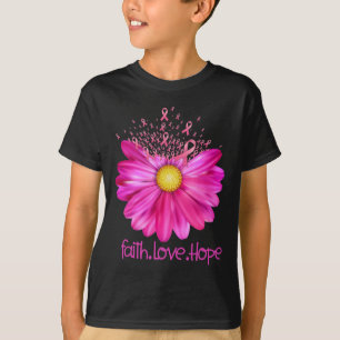 Floral Faith Love Hope Breast Cancer Awareness T-shirt