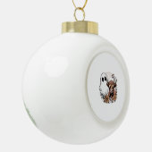 Floral Fall Highland Cow Ghost Keramische Bal Ornament (Links)