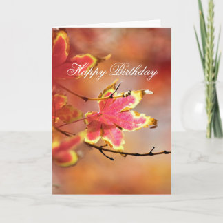 Floral Fall Leaves "Birthday" Kaart