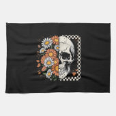 Floral Fall Skeleton Boho Halloween Theedoek (Horizontaal)