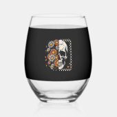Floral Fall Skeleton Boho Halloween Wijnglas Zonder Voet (Voorkant)