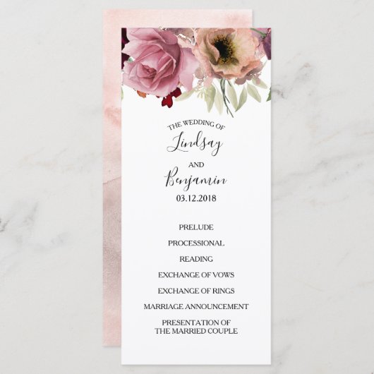  Floral Fall Trouwprogramma's Programmakaart (Voorkant / Achterkant)