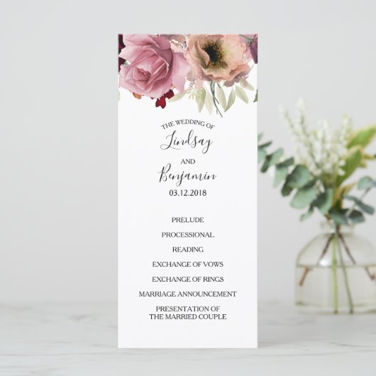 Floral Fall Trouwprogramma's Programmakaart (Staand voorkant)