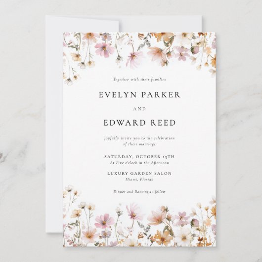 Floral Fall Wedding Kaart (Voorkant)