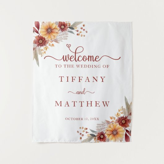 Floral Fall Wedding Welkom Wandkleed (Voorkant)
