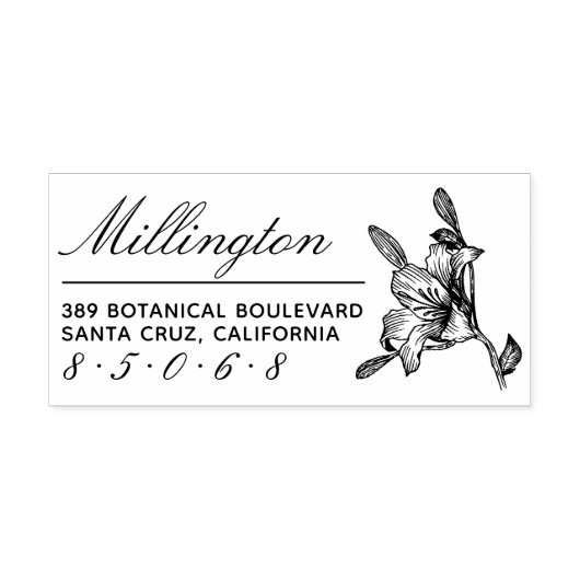 Floral familienaam Script retouradres Rubberstempel (Afrduk)