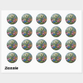 Floral Family Circle Ronde Sticker (Vel)
